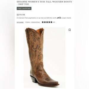 SHYANNE WOMEN'S TESS TALL WESTERN BOOTS - SNIP TOE